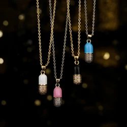 New INS Design Secret Pill Pendant Necklaces For Women Girls,Stainless Steel Chain,Daily Party Jewelry Birthday Gift