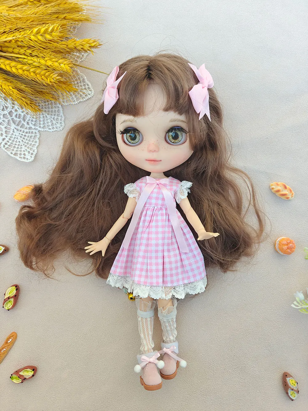 NEW Blythe doll clothes ICY DBS Blythe Doll Toys for Girls Pink plaid dress OB22 OB24 AZONE accessories clothes for blythe