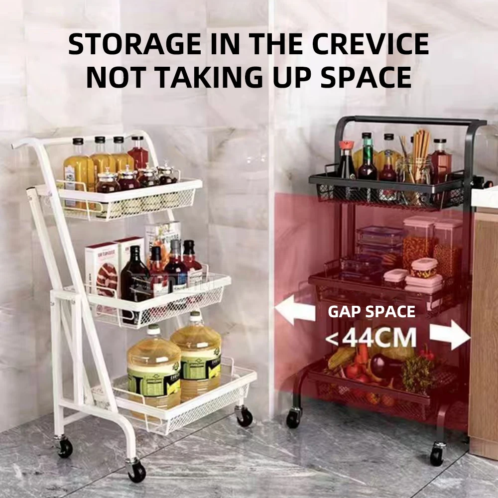 Kitchen Adjustable Organizer for Utensils & Dishes Food Storage Rack Stall Trolley Multifunctional Movable