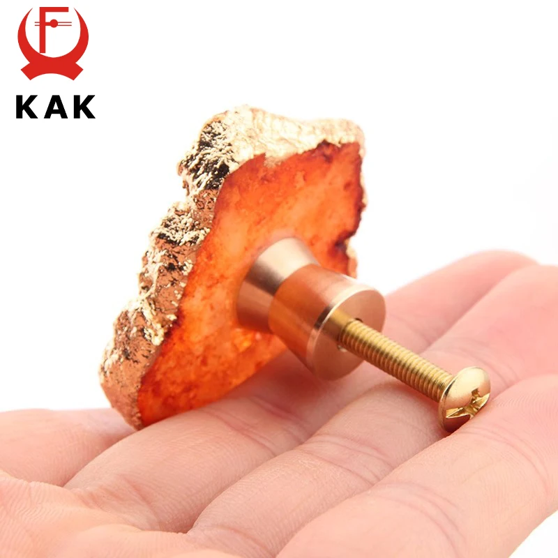 KAK Natural Agate Cabinet Knobs and Handles Nordic Style Drawer Knobs Kitchen Handles Decorative Furniture Knobs Hardware