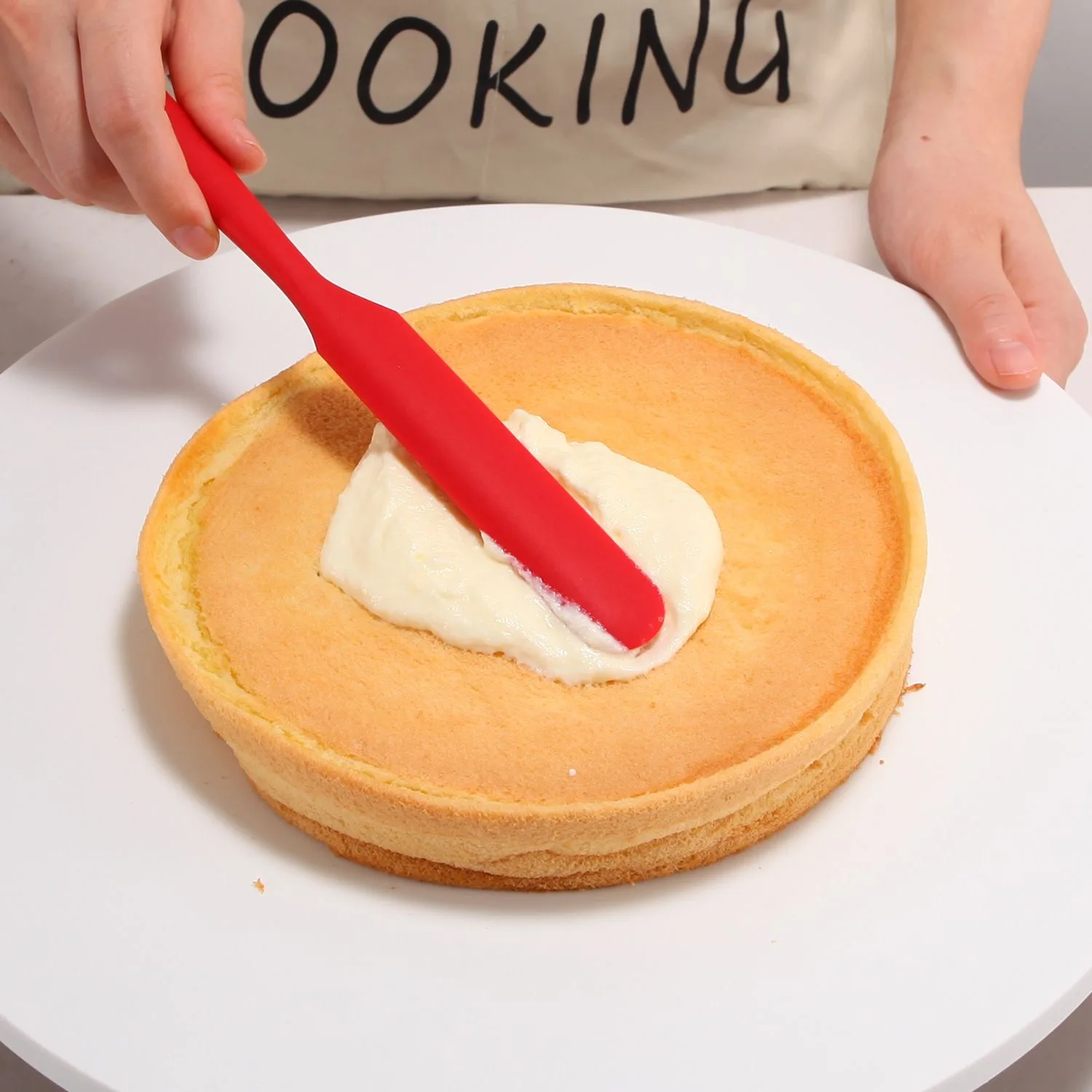 1 peça-espátula de silicone resistente ao calor, misturador de creme de bolo de alça longa, raspador de massa de cozimento, ferramenta de doces, acessórios de cozinha