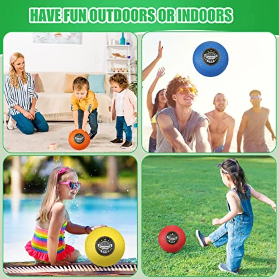 Playground balls for indoor and outdoor games rubber bright colors bouncy and durable 12-pack of 8.5-inch inflatable dodgeballs