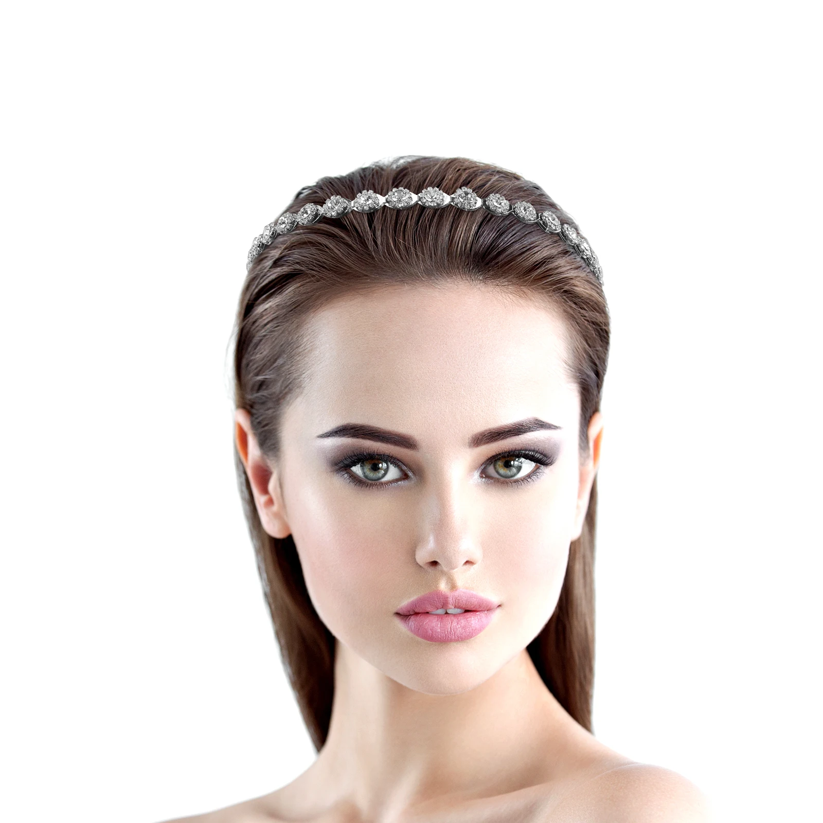 

Bridal Hair Accessories for Women Floral Rhinestone Headdress Wedding Headpiece Bride Headband Silver Headbands