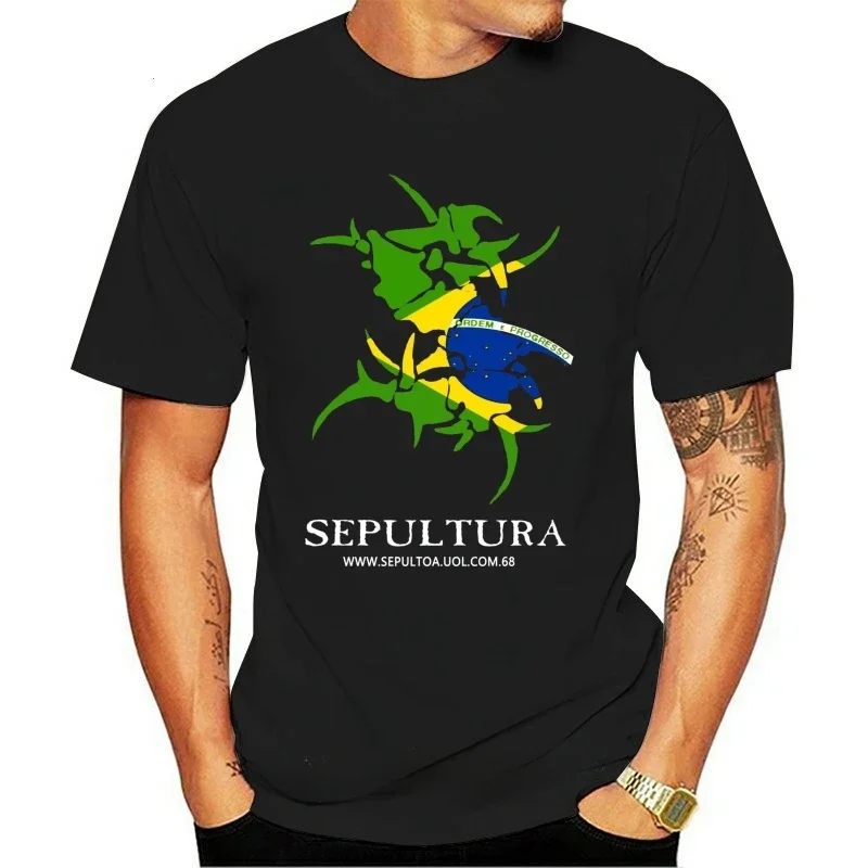 New Black White Cotton Customize Tee Shirt Sepultura Metal Rock Band T-Shirt  men clothing  streetwear  harajuku   t-shirts