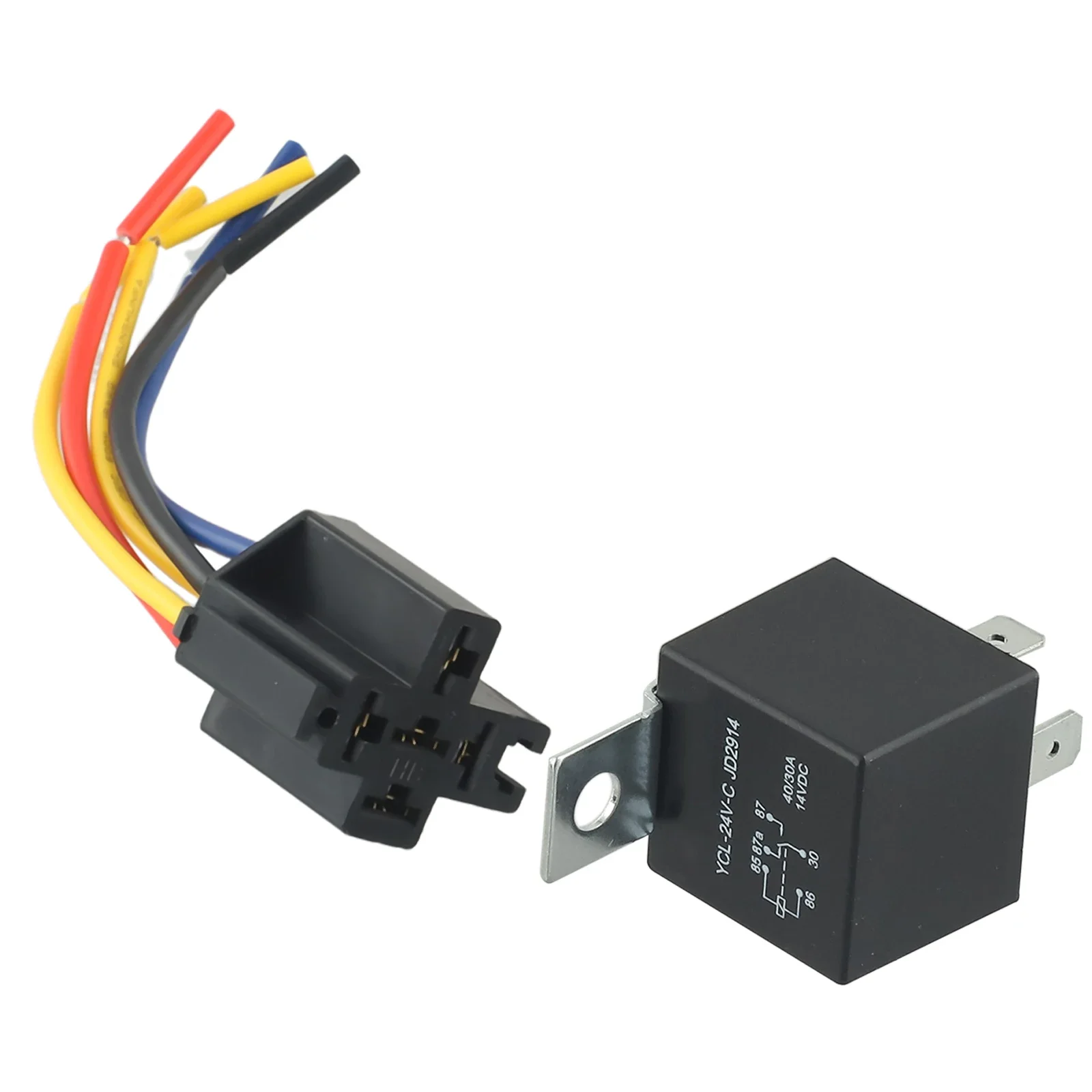 1pcs Car Relay With Black Copper Terminals Car Relay With Relay Socket 40A DC 12V/24V  Dustproof For Headlights Battery Control
