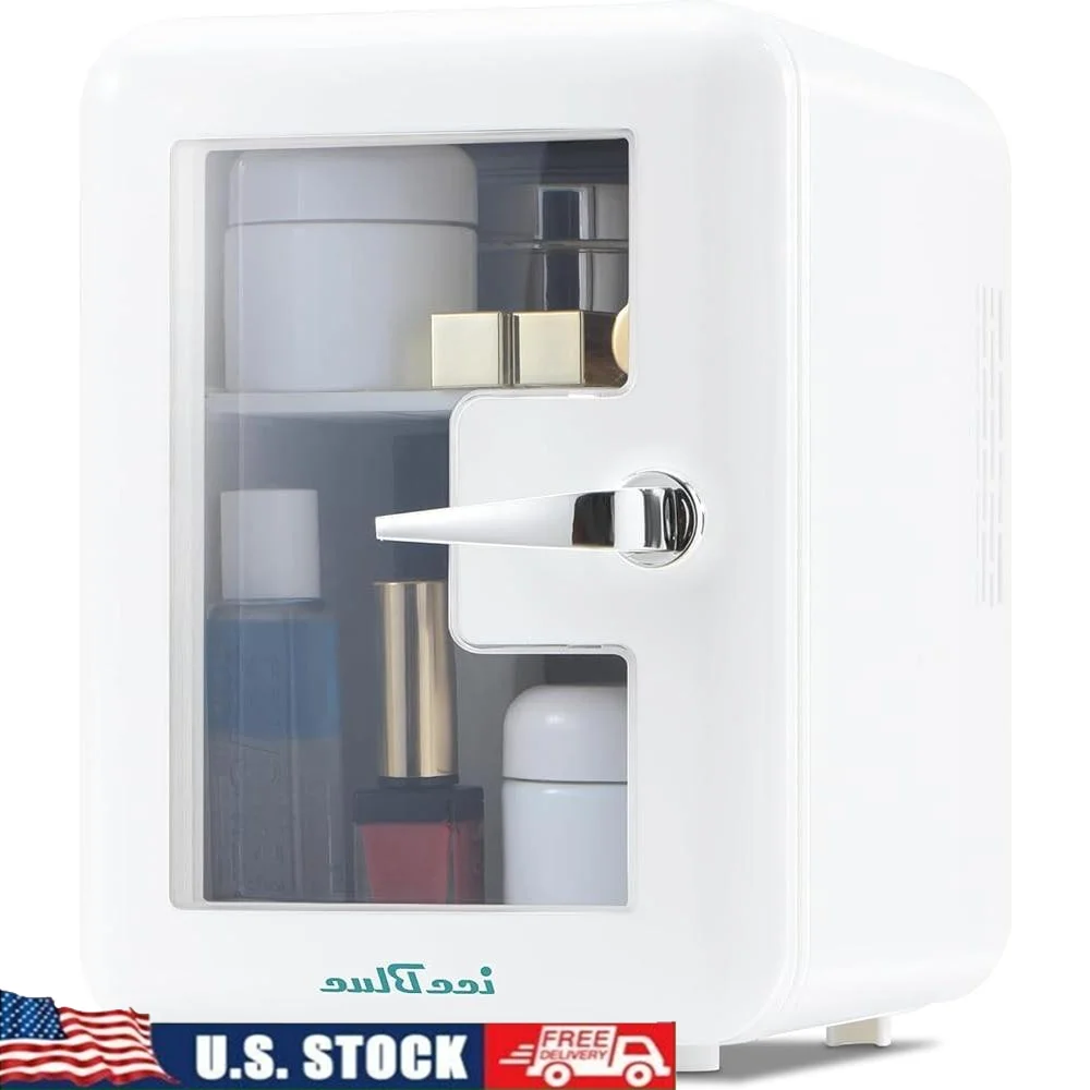 

4L Skincare Fridge Mini Refrigerator with Viewing Window Cooling Warmer Cosmetics Beverages Home Office Car Dormitory Portable
