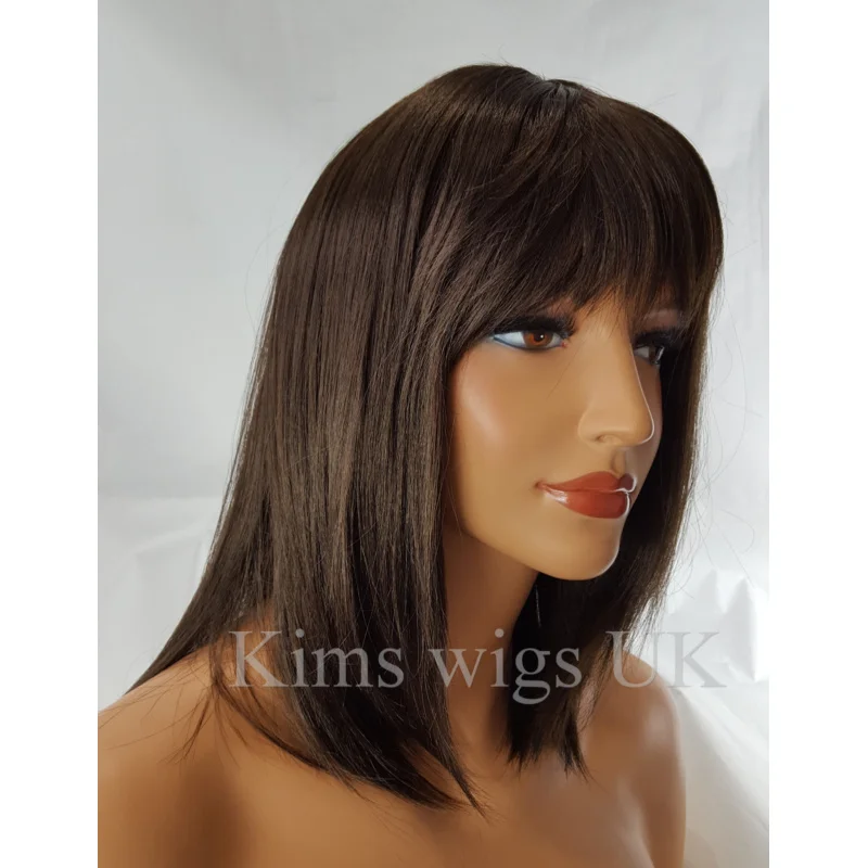 ダークブラウンウィッグ レディース レディース レイザーカット ショルダーレングス ファッション ヘア 英国販売者
