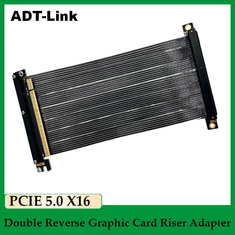 

ADT-Link PCIe 5.0 Double Reverse x16 Graphics Card Extension Cable High-Speed Lossless Soft Ribbon Riser Adapter a4itx