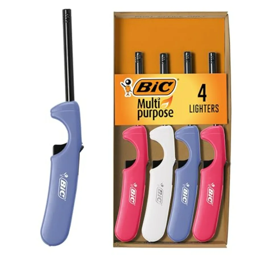 

Multi-Purpose Classic Lighters, Reliable Candle and BBQ Lighter, Assorted Colors, 4-Pack Colors May Vary