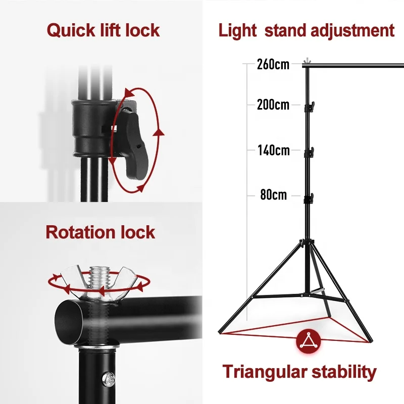 Photography Background Bracket 2/2.6/2.8 * 2/3m Aluminum Alloy Thick and Extendable Support Bracket Set, Portable Handbag