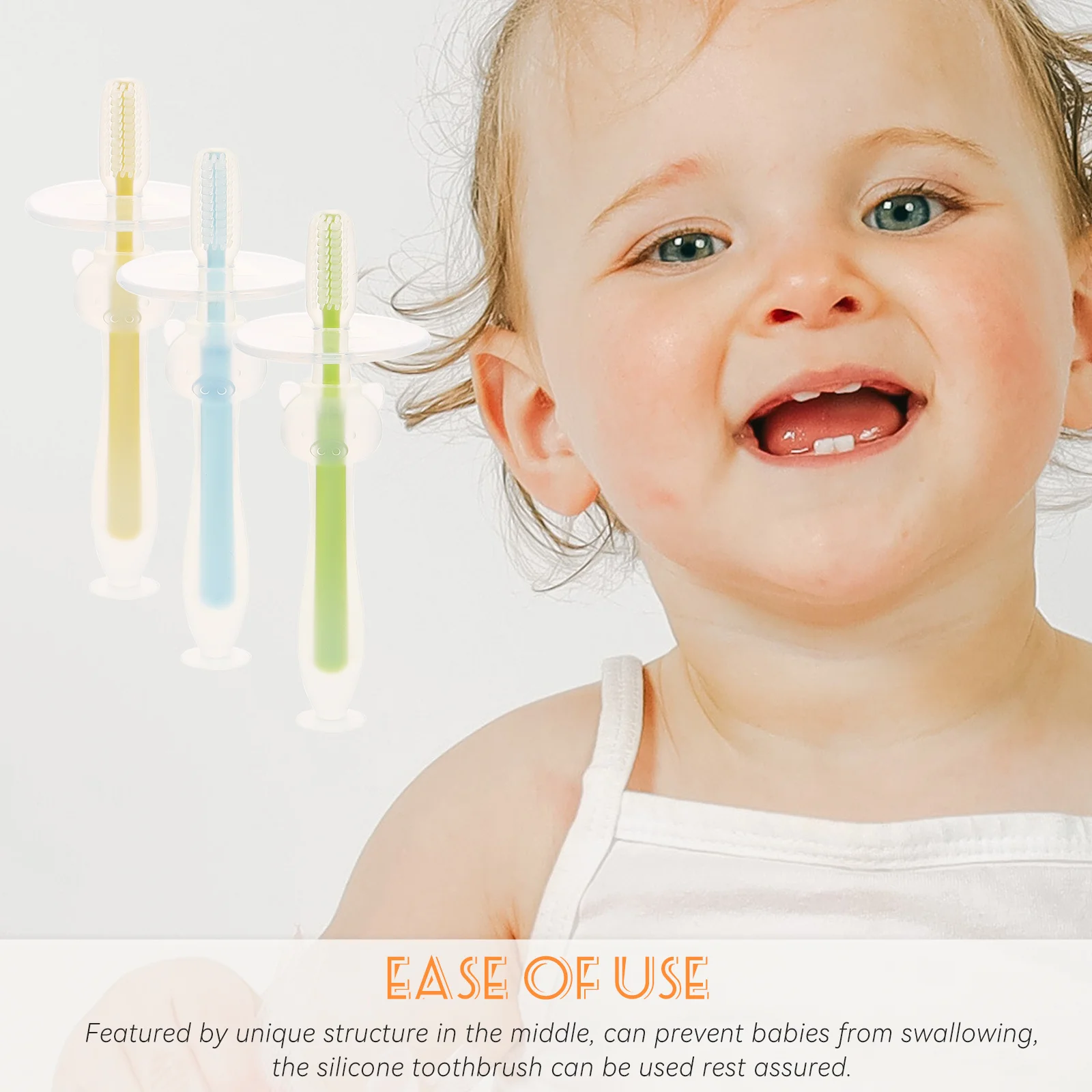 

4Pcs Baby Toothbrush Silicone Infant Training Toothbrush Suction Base Prevent Swallowing Soft Toddler Oral Care