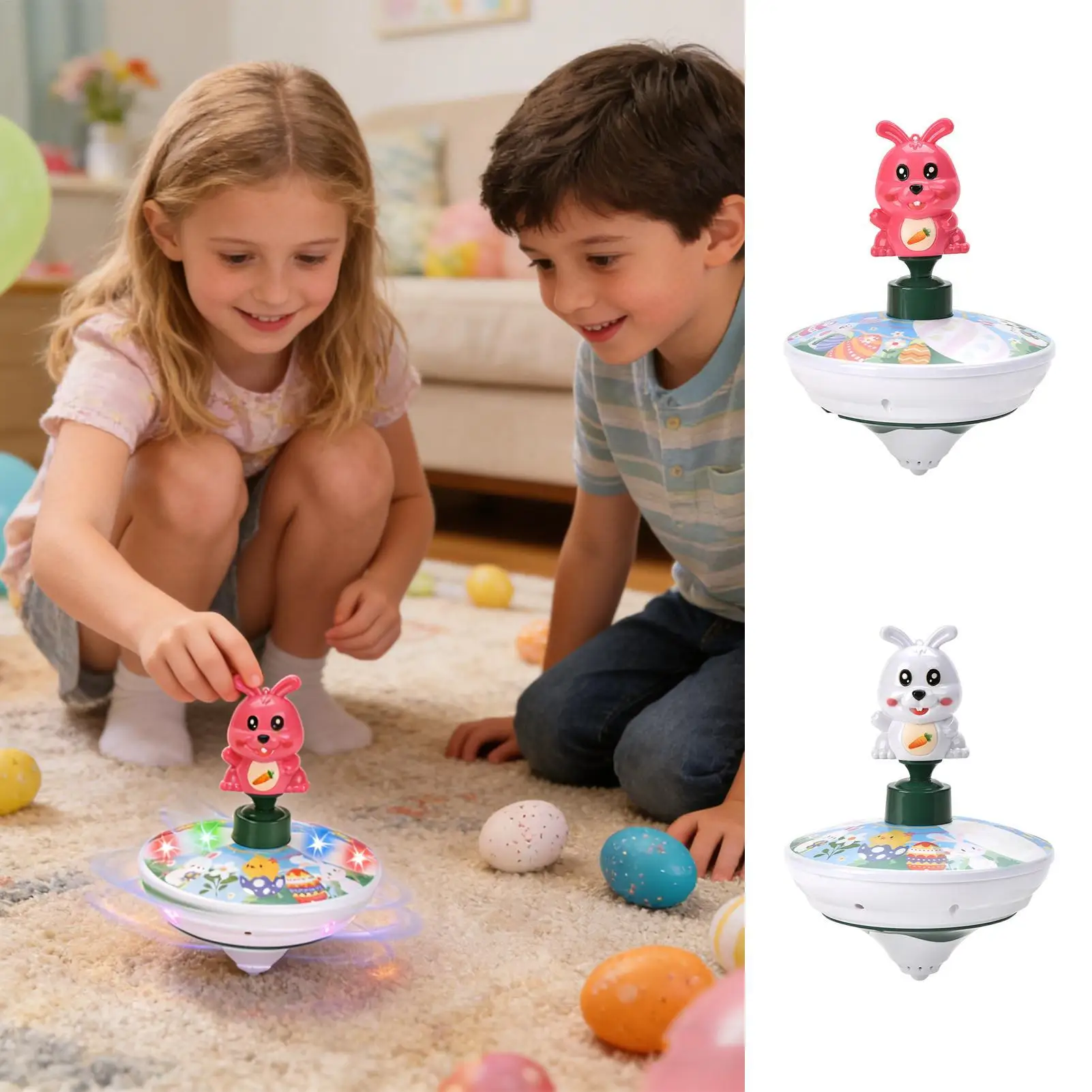 Easter Toys For Kids Cute Funny Electric Educational Learning Easter Bunny Interactive Spin Toy For Boys Girls Home School