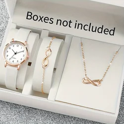 3PCS/Set Women's Watch Casual Arabic Dial Leather Band Quartz Watches Jewelry Set(Without Box)