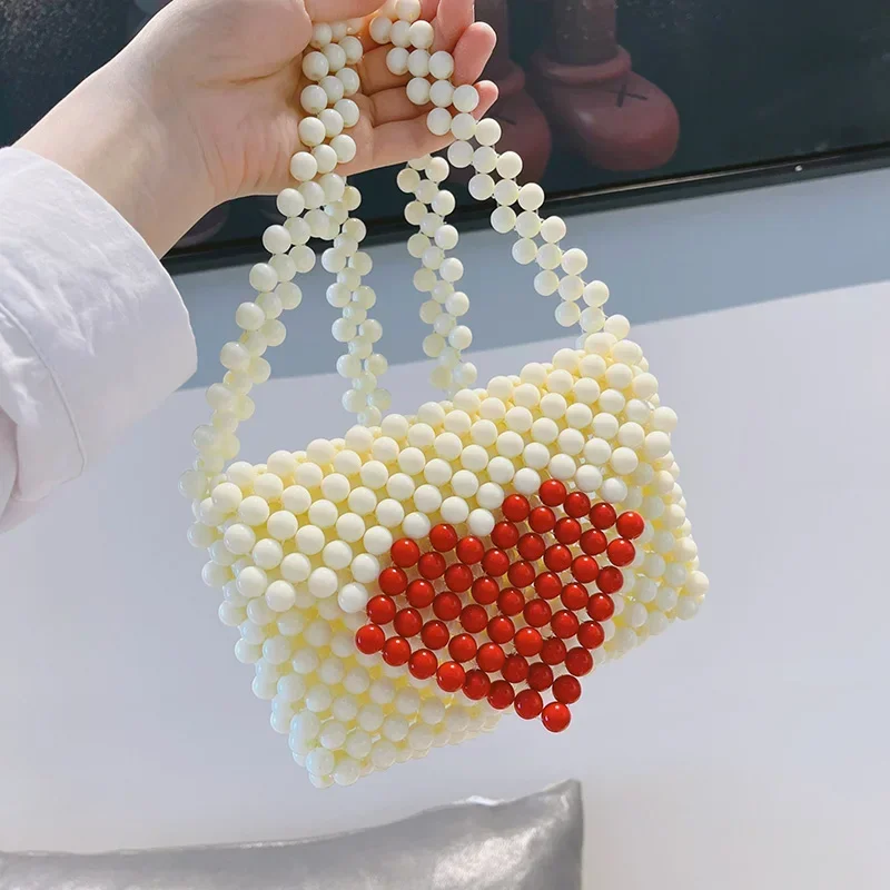 Women's Fashion Retro Love Beaded Crossbody Bag Bolsos Para Mujer Hand-woven Pearl Crystal Bags сумки женские модные 2024 New