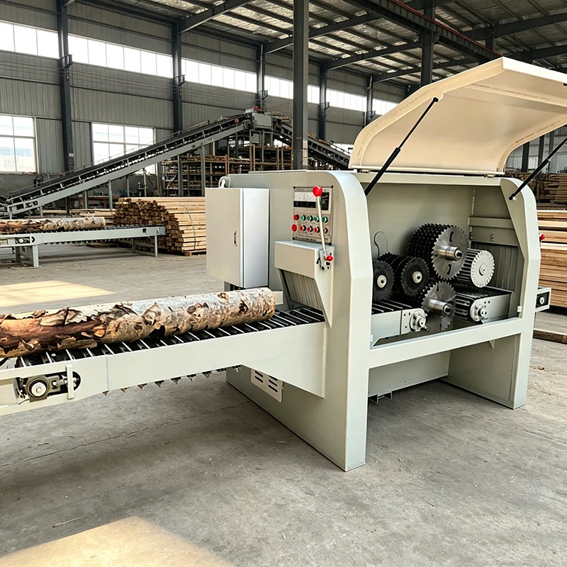 Heavy Duty Automatic Log Multi Rip Saw Machine Industrial Round Log Multi Blade Cutter for Timber Sawmill Processing
