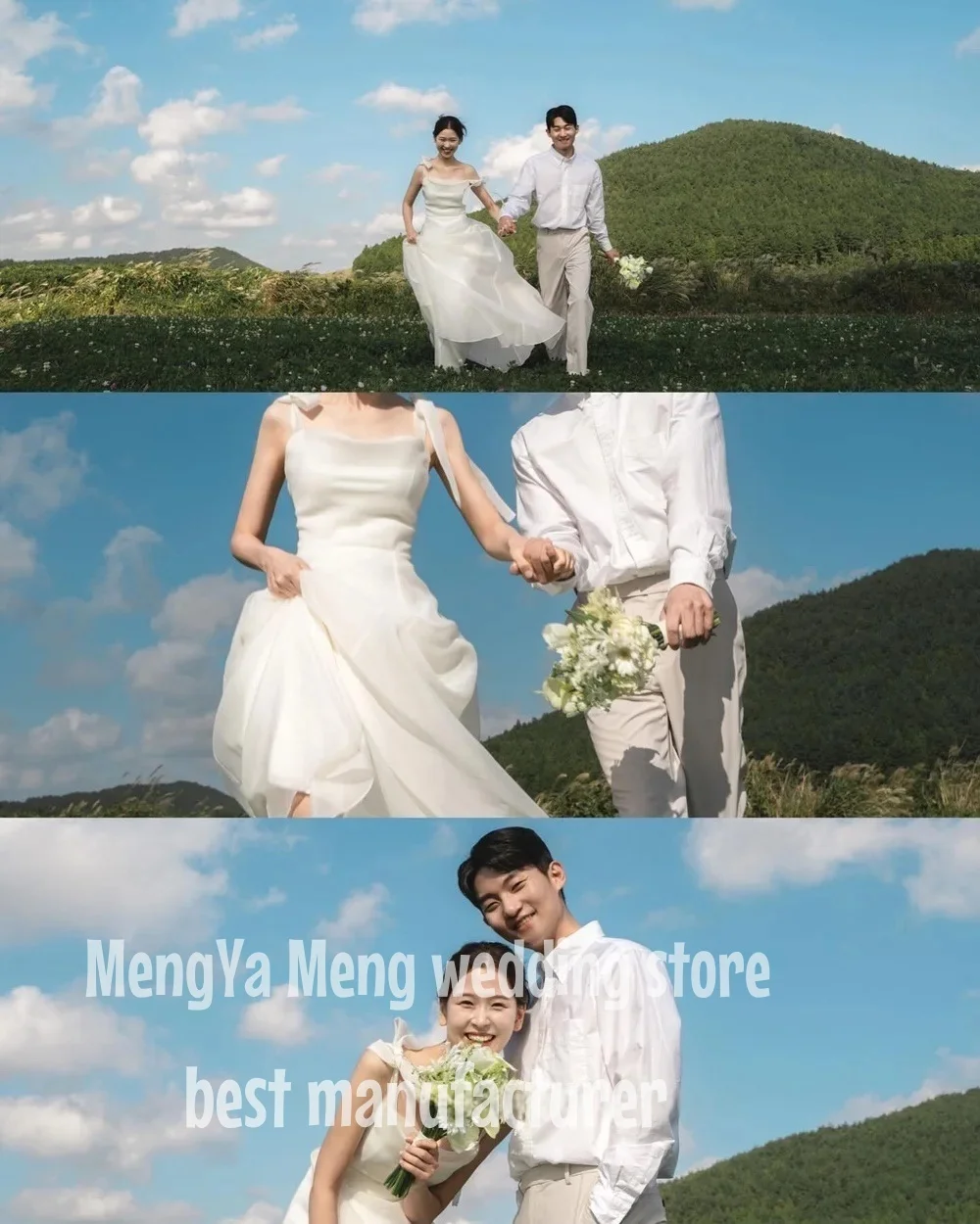 ZHUISHU 2025 Elegante A-lijn Ivoor Korea Trouwjurk Fotoshoot Spaghettibandjes Mouwloze Organza Bruidsjurk op maat