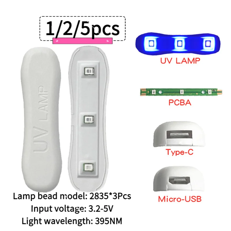 1/2/5pcs Mini UV Curing Lamp Car Glass Crack Repair Resin Glue Light Tool Windshield Maintenance