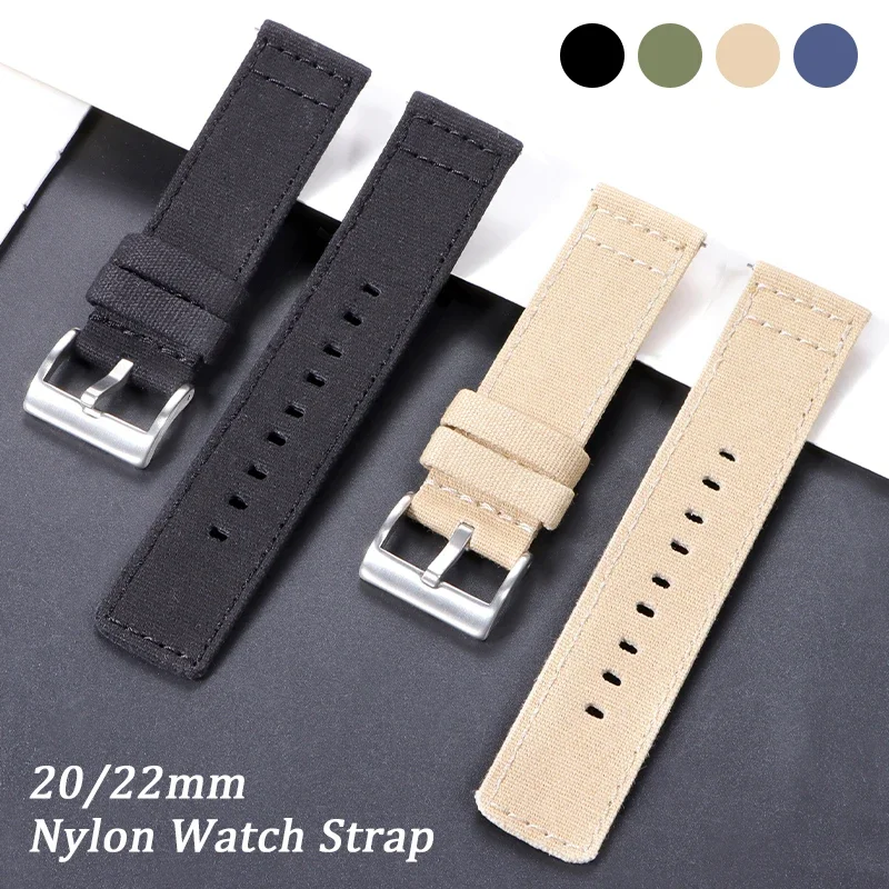 Нейлоновый холщовый ремешок 20 мм 22 мм, мягкий спортивный ремешок, быстросъемный браслет для Samsung Galaxy Watch 6 5 4, универсальный ремешок для часов