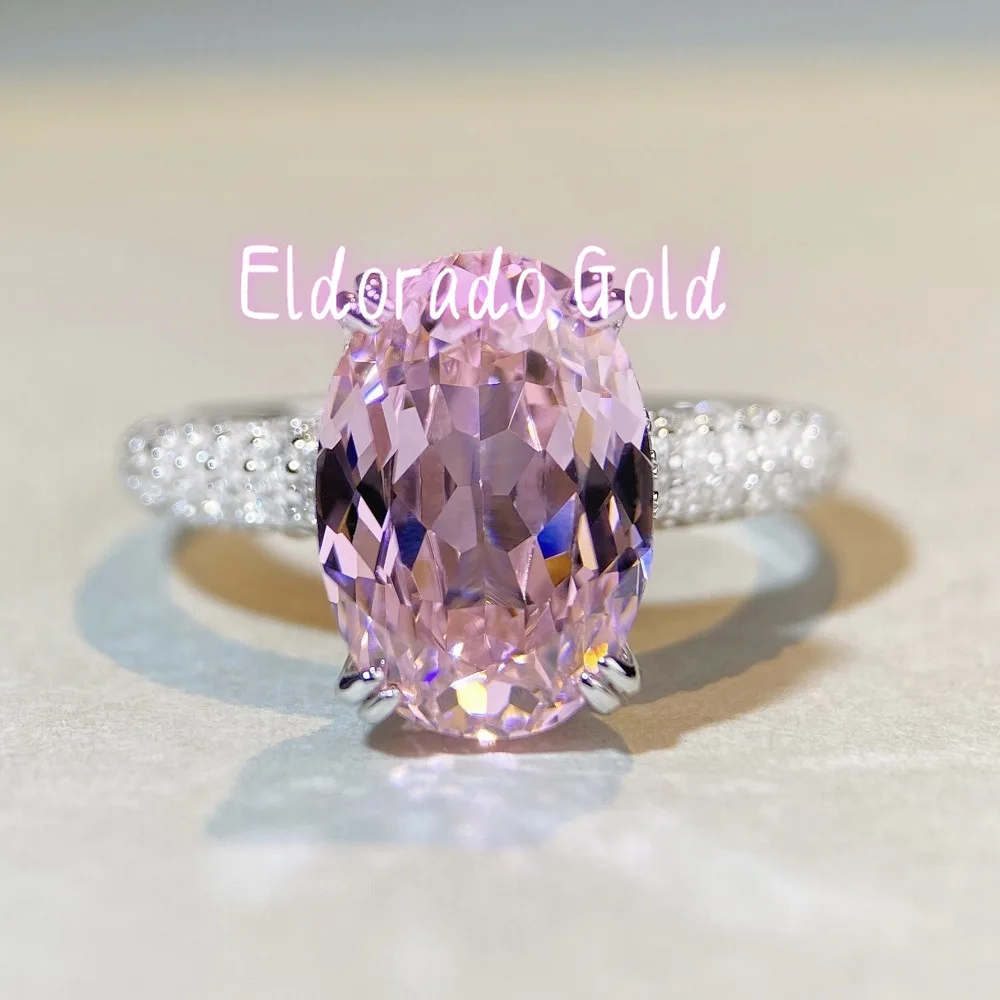 

Eldorado Gold Luxury Solid Platinum PT950 Women's pink diamond ring women's candy color moissanite diamond ring