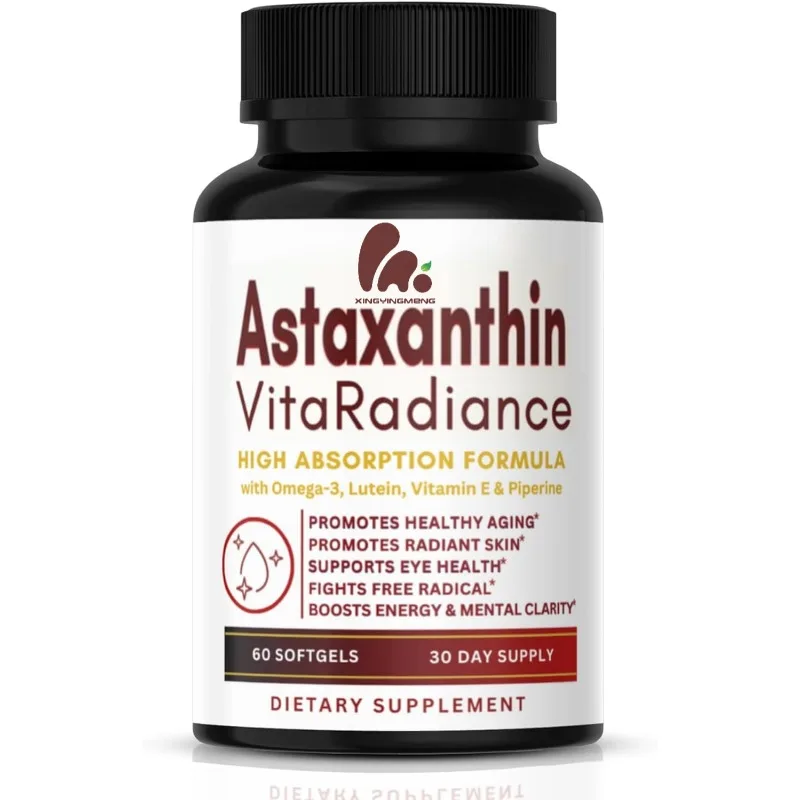 Astaxanthin Vitamin Soft Capsules Contain Omega-3, Lutein, Vitamin E, And Piperine - Providing Skin, Eye, And Energy Support