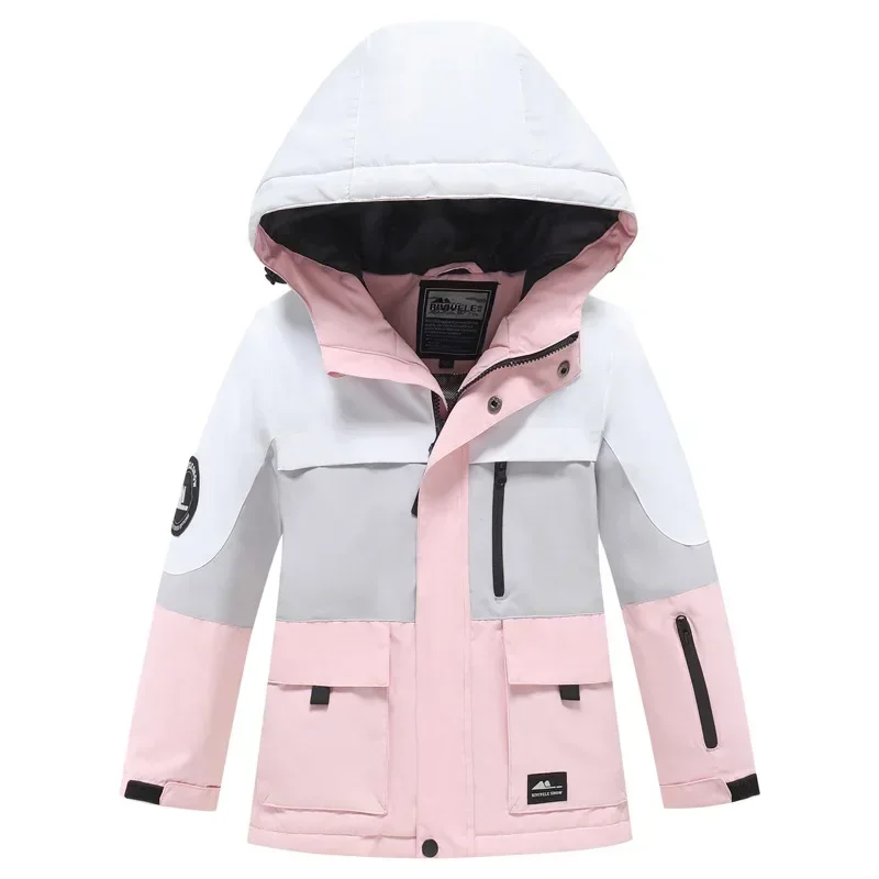 2025 Outdoor Sport Boys Skiing Coat Windproof Hooded Girl Snowboard Jacket Mountain Insulated Children Tracksuits Kids Ski Wear