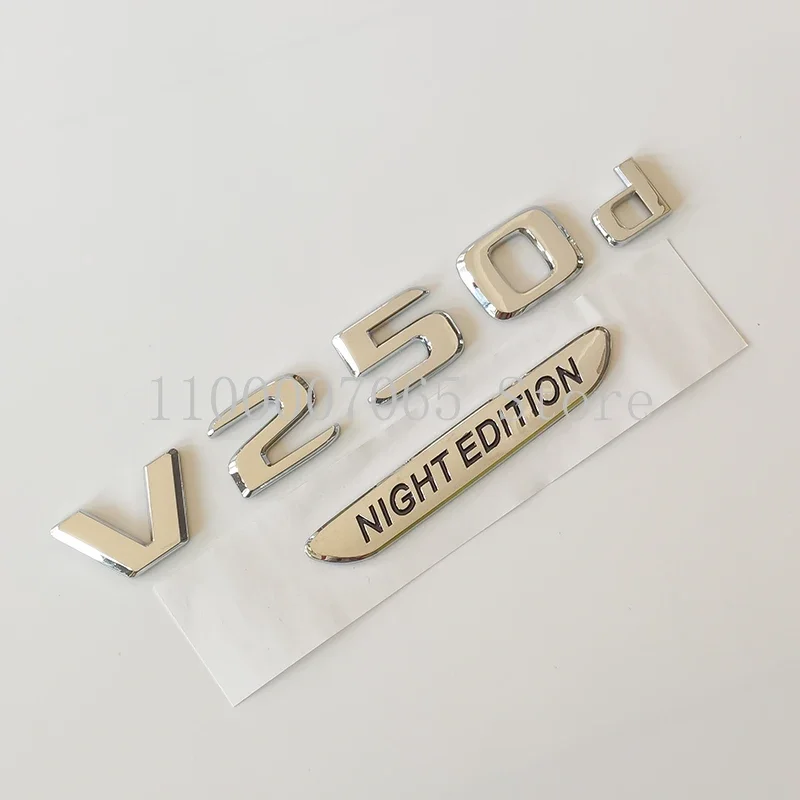 2017 Chrome Letters V250d NIGHT EDITION ABS Emblem for V Class W447 Car Fender Badge Trunk Nameplate Logo Sticker