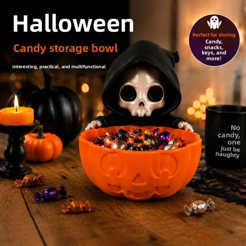 3D Printing Halloween Reaper Candy Bowl Creative Pumpkin Candy Storage Box Party Decoration Ornament