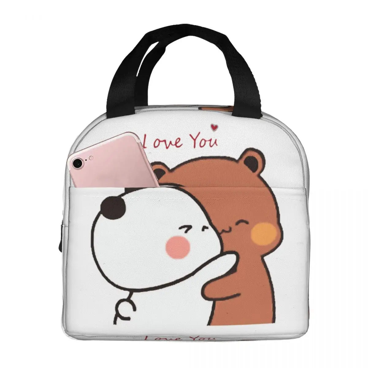 Peach And Goma Portable Lunch Boxes for Women Multifunction Bubu Dudu Thermal Cooler Food Insulated Lunch Bag For School Office