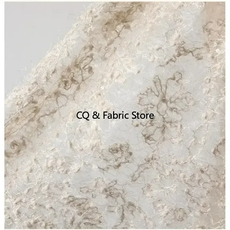 

Luxury Sparkling Sequin Little Snowball Silk 3D Hollow Embroidered Fabric Fashion Creative Designer Fabric