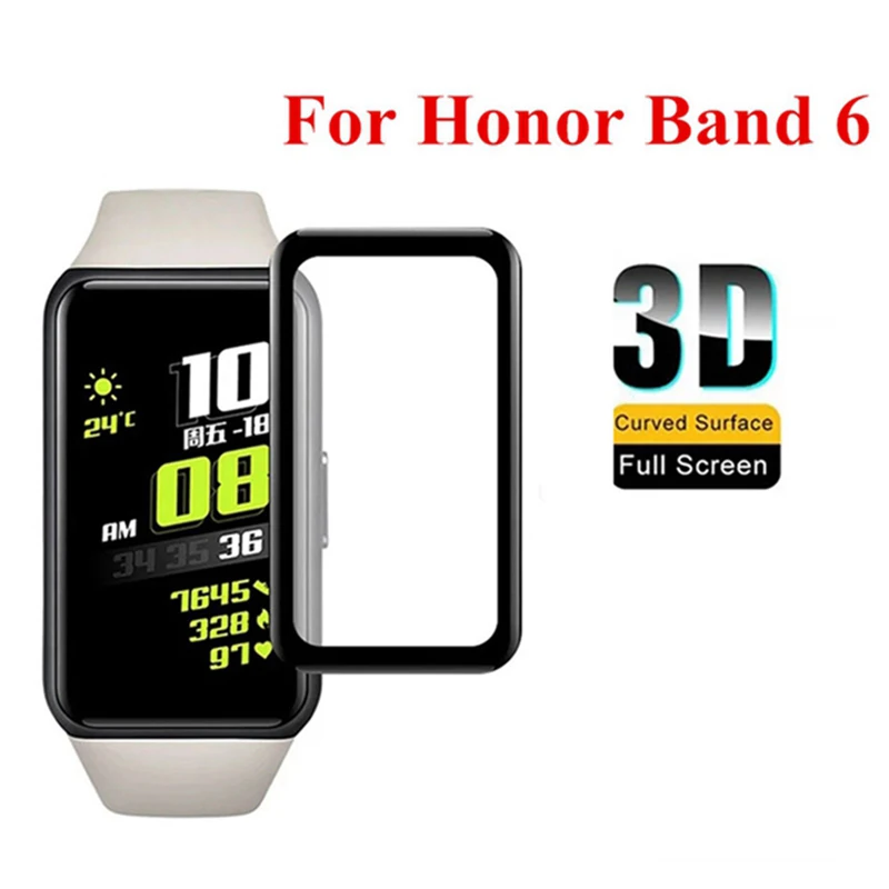 Kaca Tempered lengkung 3D untuk lapisan kaca Tempered jam tangan pintar Huawei Band 8 7 6 Pro untuk Huawei Band 8 Honor Band 7