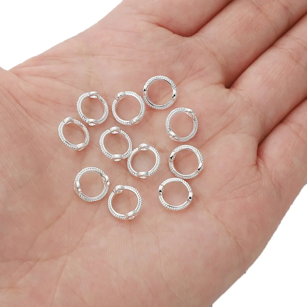 Über 50 Stück Legierungs-Spitzenperlen-Set mit Farbretention, modischer Taschenperlenring, Doppelloch-Perlenring, handgefertigte Schnurperlen-DIY-Klammer