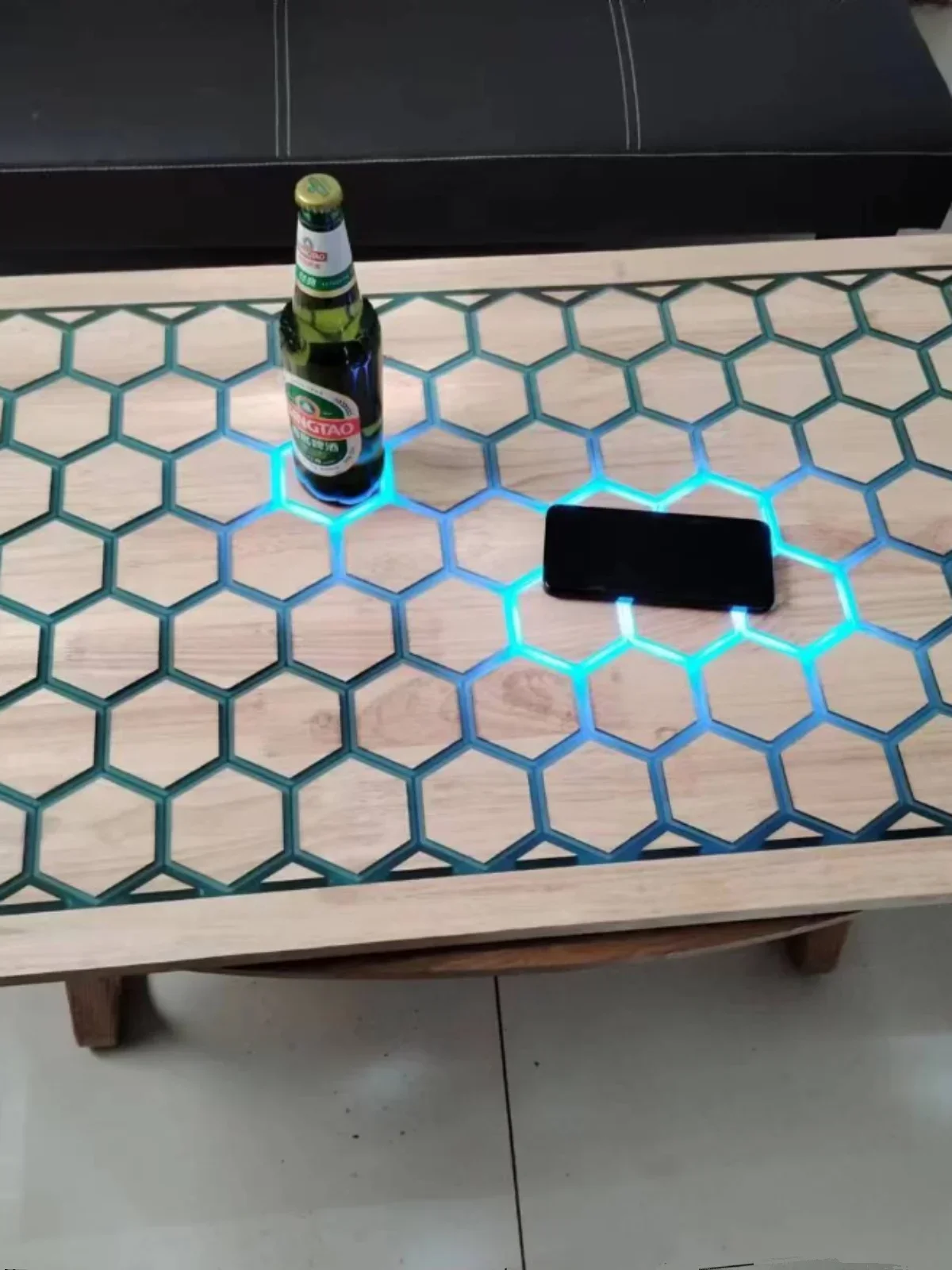 

Smart Touch Human Body Induction Resin River Table Luminous Light Table Coffee Table