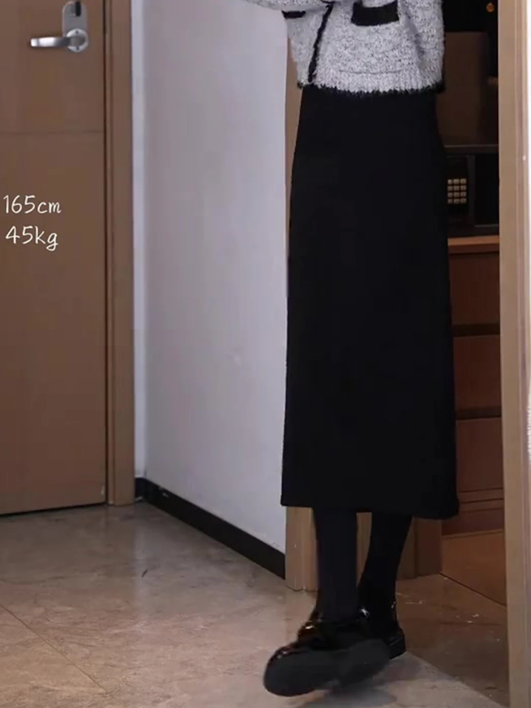 

Ele High Waist Straight Cut Midi Skirt Women's Spring Autumn Gentle High Quali f-length Skirt Warmly Lined Polyester...