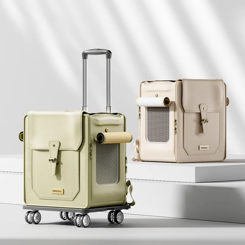 

Четырехсторонний вентилируемый рюкзак для кошек, 3-уровневый чемодан на колесиках с несколькими кошками, большой вместительный чемодан для домашних животных для удобных путешествий