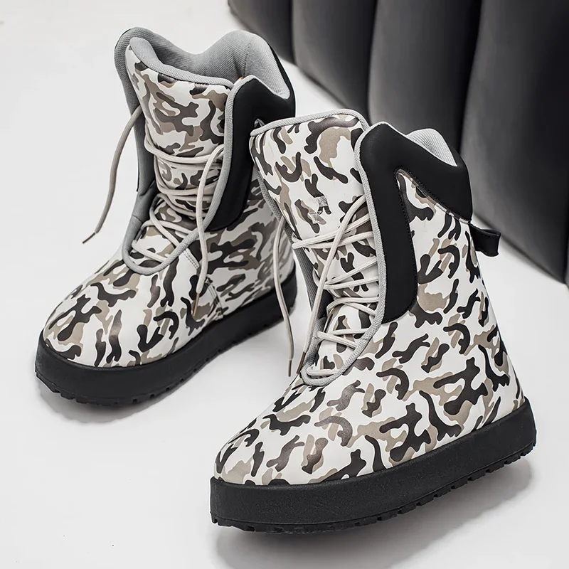 

Men's Camouflage High-Top Boots Thickened Soft Cold-Proof Warm Boots Outdoor Street Non Slip Holiday Gifts New 2025 Winter Chic