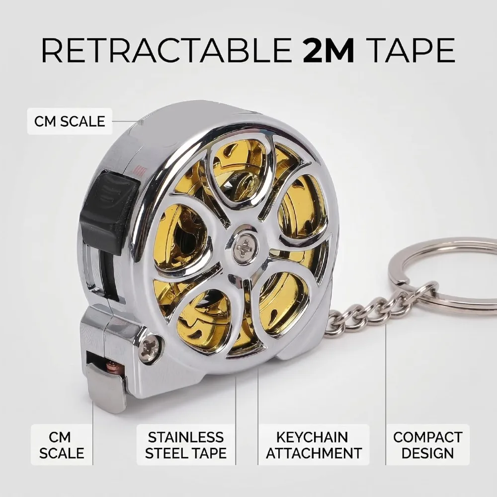 Stainless Steel Keychain Tape Measure Rustproof Self-Locking Mini Measuring Ruler Hollow Design Metric Scale