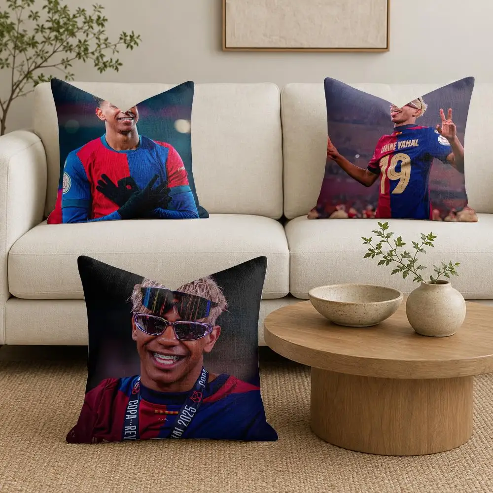 Football L-Lamine Yamal Skillful Cushion Cover Organic Natural Linen Pillowcase with Double Sided Print for Sofa Home Decor Gift
