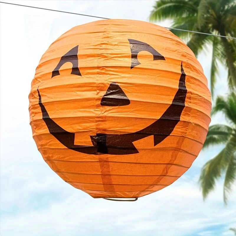 12Pcs Halloween Pumpkin Paper Lantern Halloween Jack Pumpkin Lantern Orange Pumpkin Lantern for Halloween Party Halloween Pumpkin Hanging Paper Lantern for Indoor and Outdoor Decoration