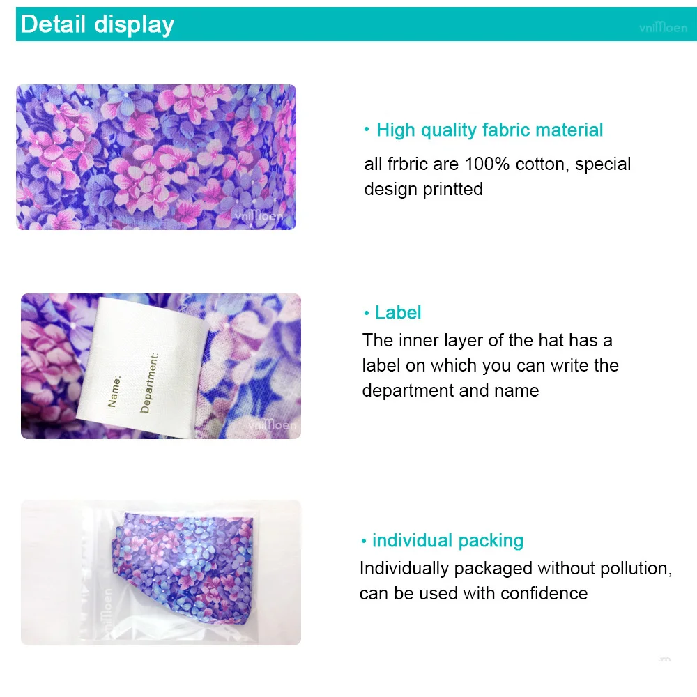 Flower printing hats scrubs women hats Health service Workers adjustable caps beauty salon Work Frosted cap lab pet store hats