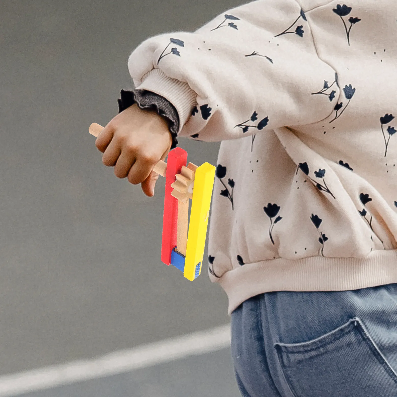4Pcs Children Castanet Wooden Long Handle Educational Percussion Instrument Music Instrument Lightweight Portable Kids Hand
