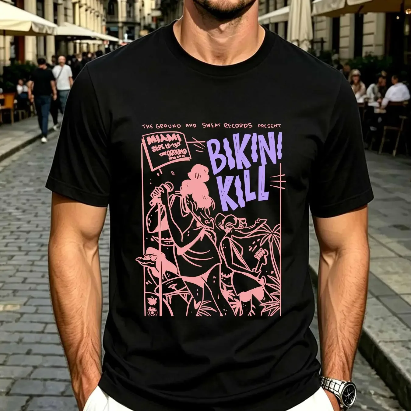washed T Shirt Bikini Kill Rock Band Fans Music Lovers Black S 5XL long or short sleeves vintage Washed Stylish Unisex