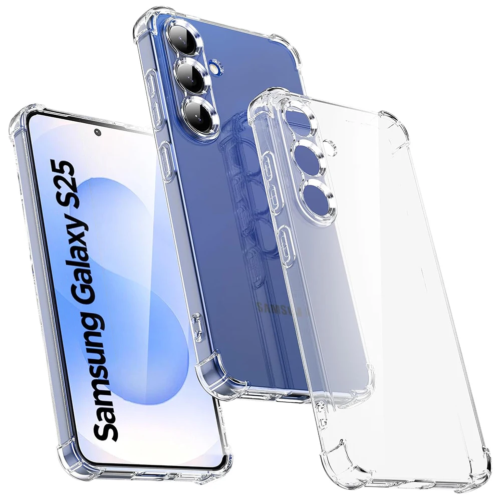 Shockproof Silicone Case For Samsung Galaxy S25 Edge S24 S23 S21 FE S22 Ultra Plus 5G Clear Ultra Thin Soft Cover S25ultra Shell