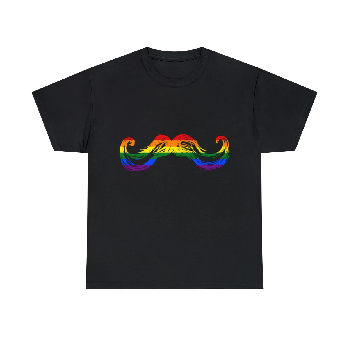 Gay Pride Mustache Graphic Tee Shirt, S5XL