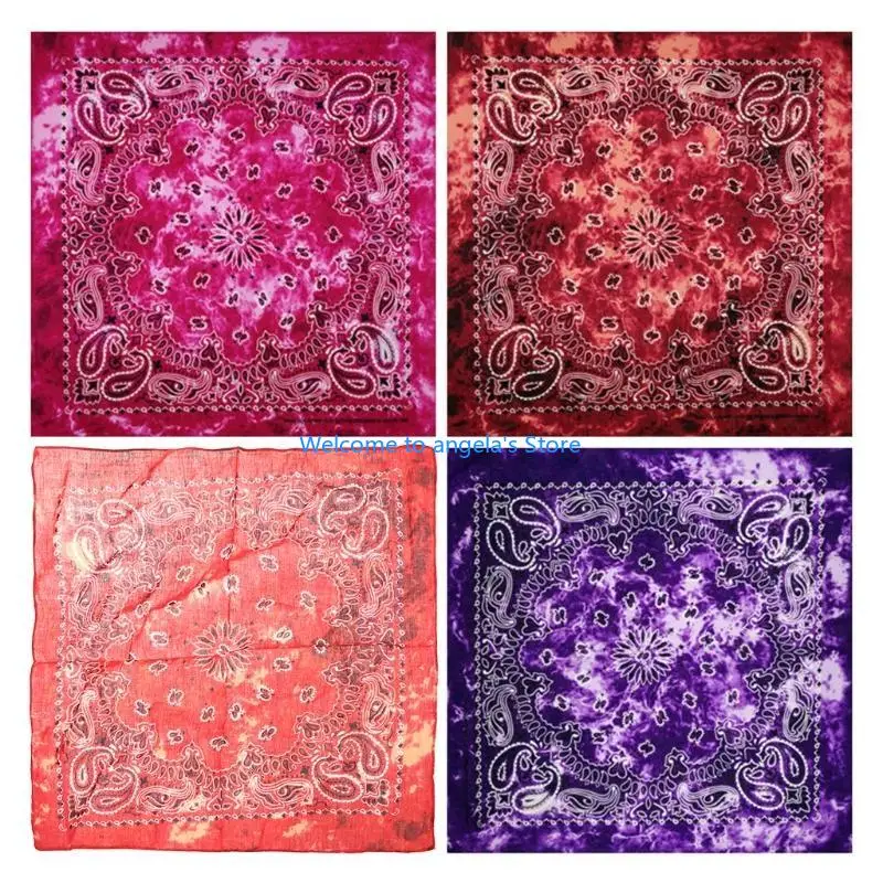 X4YC gradient paisley bandanas nowość motocykl twarzy maska ​​kwadratowy szalik chusteczka na nakrycia głowy kowboj