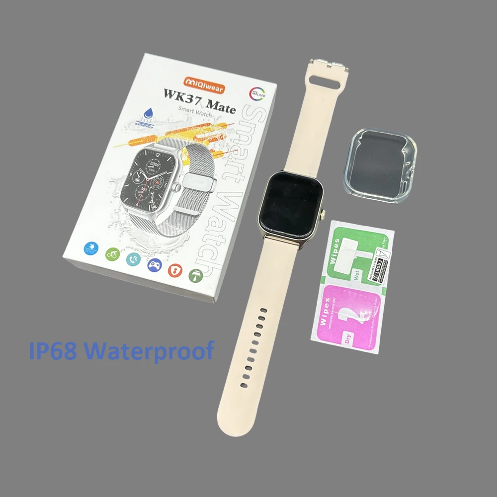 High Quality WK37 Mate Smart Watch Full Touch Screen IP68 Waterproof Box Set Comes With Protective Case and Film PK WK9 Max