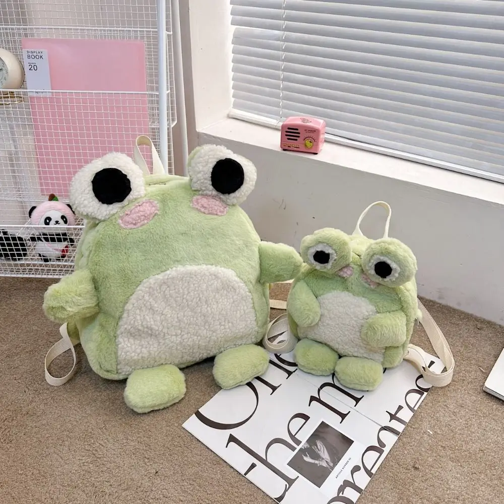 

Plush 3D Cartoon Frog Backpack Large Capacity Fashion Y2K Children's Frog School Bag Kawaii Creative Animal Frog Shoulder Bag