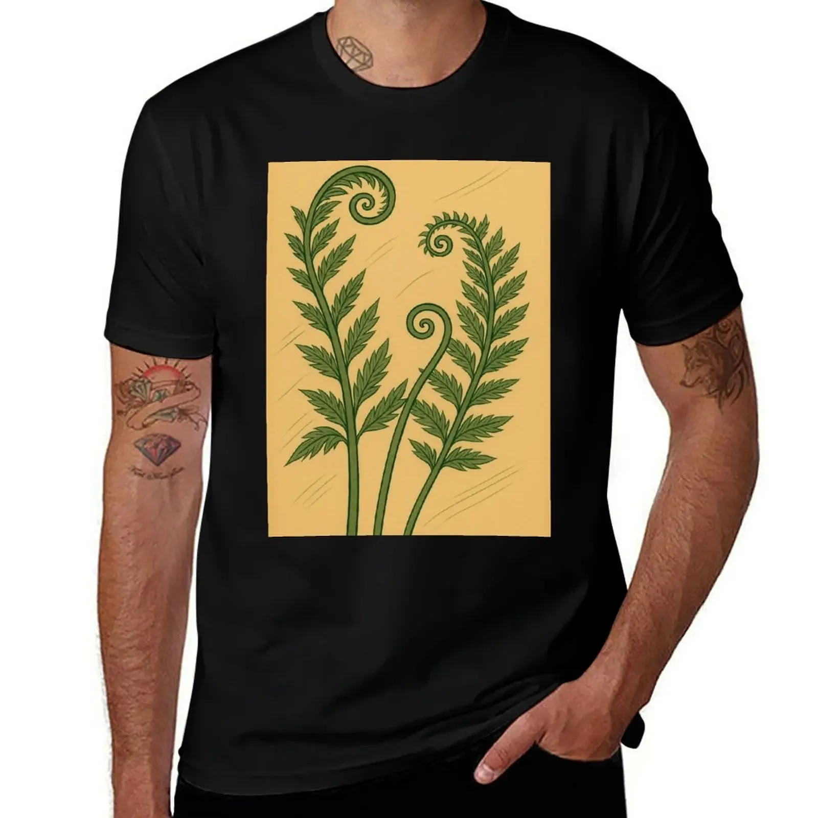 

Ferns Unfurling – Japanese Woodblock Botanical T-Shirt for a boy summer shirt sublime men t shirts high quality