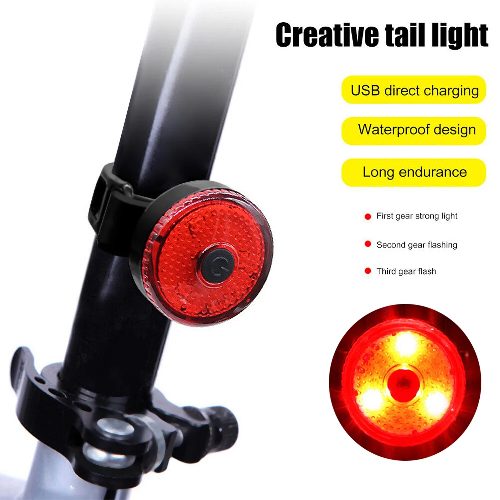 

LED Bicycle Tail Light USB Rechargeable Bike Rear Lights Waterproof Safety Warning Cycling Light Helmet Lamps Bicycle Lantern