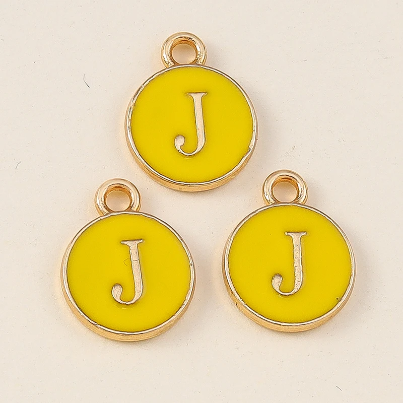 20 Stück 11x14mm Niedliche Gelbe Emaille-Alphabet-Anhänger mit 26 Buchstaben A-Z für Schmuckherstellung, DIY-Halsketten, Ohrringe und Accessoires ﻿ – Detail 12