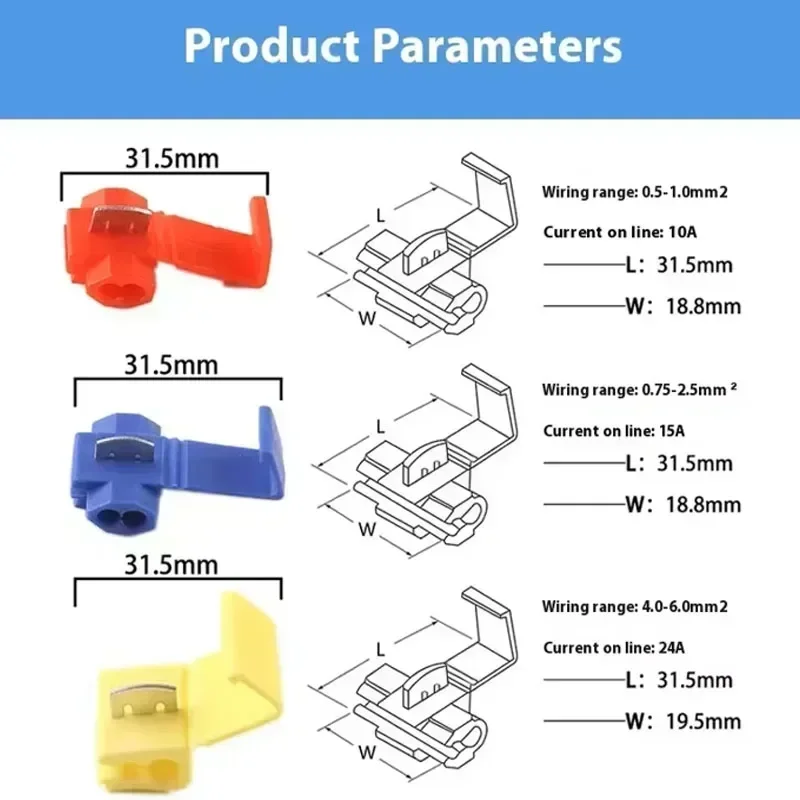 T-Tap Connector Quick Electrical Cable Connector Snap Splice Lock Waterproof Crimp Wire Terminal Blue Yellow  Uniones Para Tira